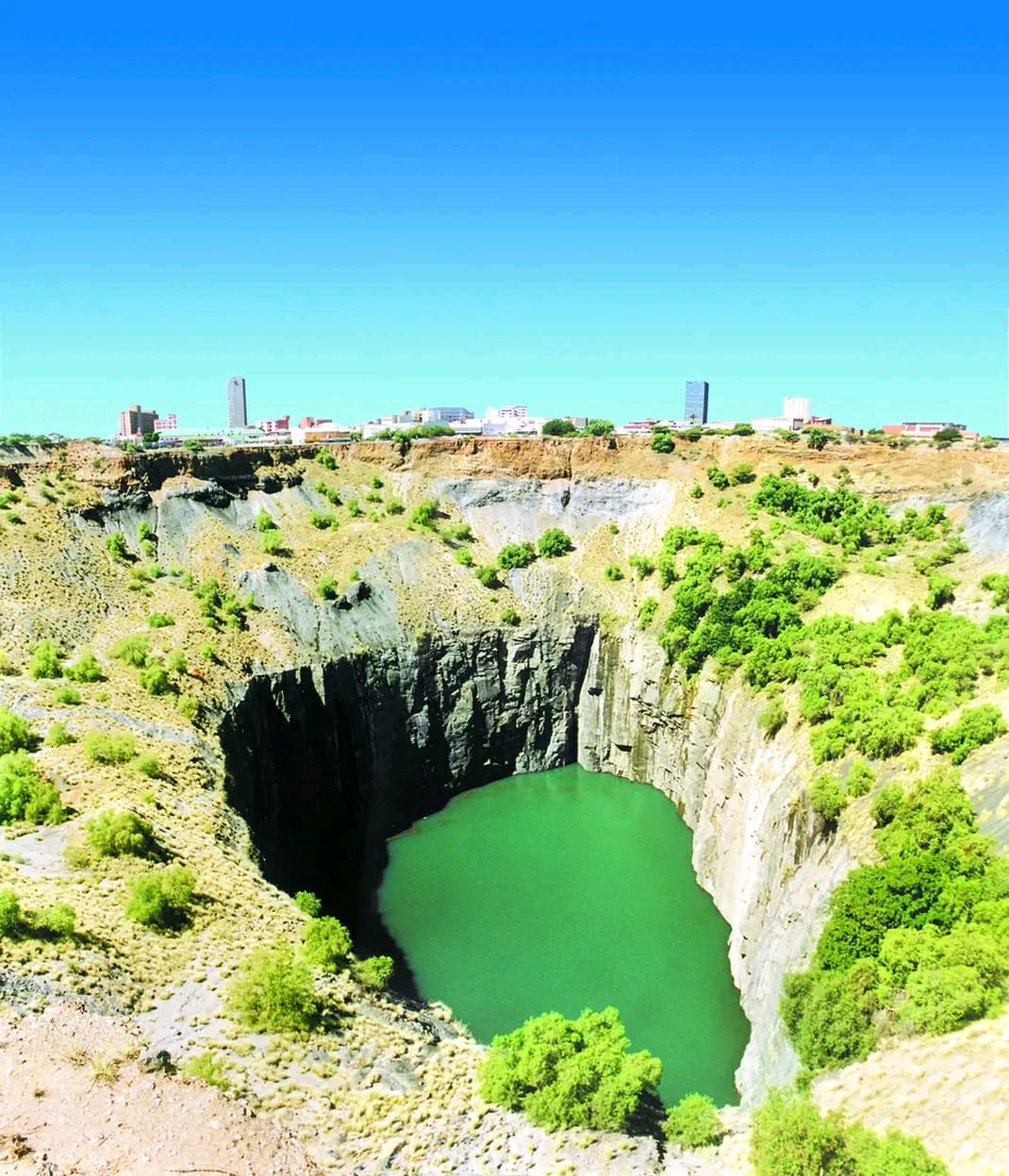 Kimberley Big Hole aerial view with green water